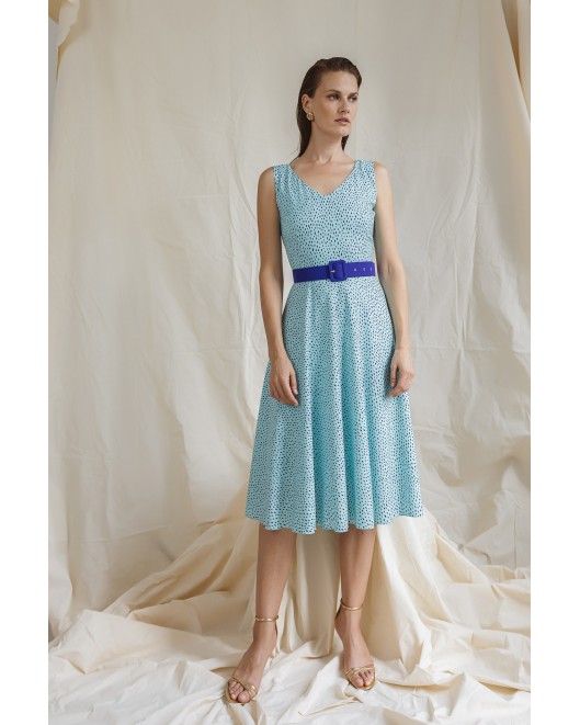 Φόρεμα κρεπ πουά κλος ζώνη ΦΟΡΕΜΑΤΑ