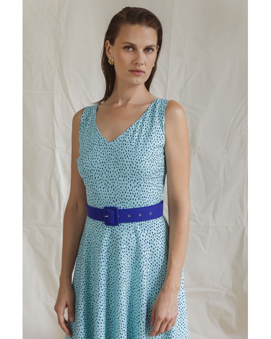 Φόρεμα κρεπ πουά κλος ζώνη ΦΟΡΕΜΑΤΑ