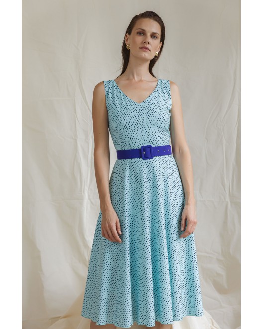 Φόρεμα κρεπ πουά κλος ζώνη ΦΟΡΕΜΑΤΑ