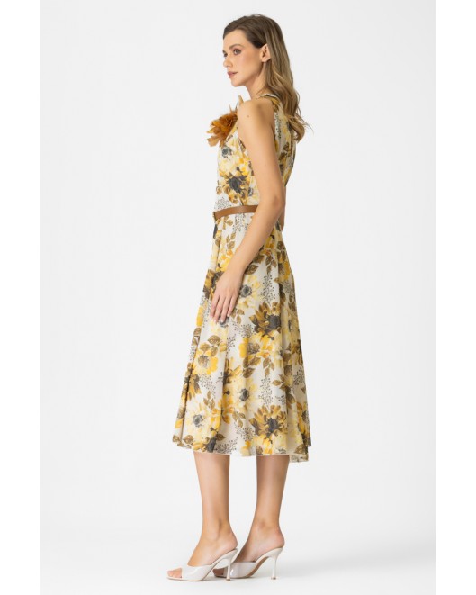 Αμάνικο φόρεμα εμπριμέ διαφάνεια λουλούδι ΚΛΟΣ