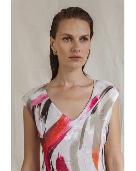 Φόρεμα εμπριμέ ντεβορέ διαφάνεια Dolore ΦΟΡΕΜΑΤΑ