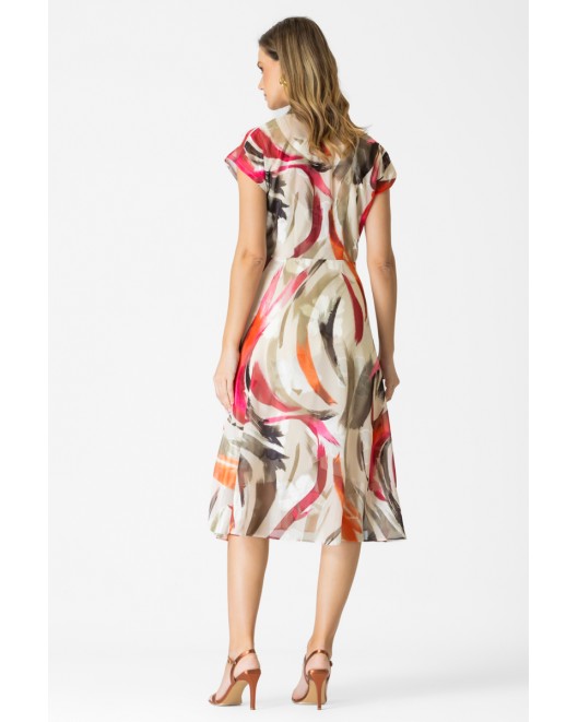 Φόρεμα εμπριμέ ντεβορέ σεμιζιέ Dolore ΦΟΡΕΜΑΤΑ