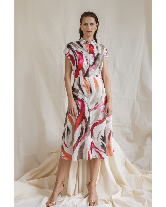 Φόρεμα εμπριμέ ντεβορέ σεμιζιέ Dolore ΦΟΡΕΜΑΤΑ