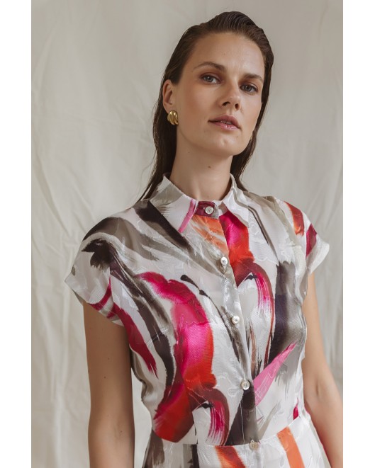 Φόρεμα εμπριμέ ντεβορέ σεμιζιέ Dolore ΦΟΡΕΜΑΤΑ