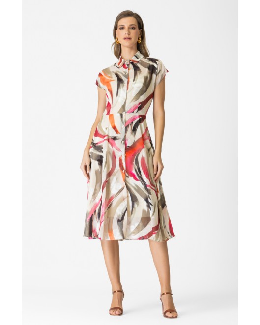 Φόρεμα εμπριμέ ντεβορέ σεμιζιέ Dolore ΦΟΡΕΜΑΤΑ