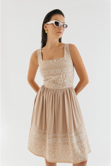 Linen dress with broderie Basil