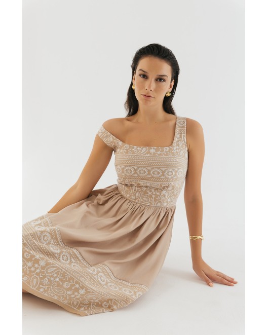 Φόρεμα λινάρι κλος με κέντημα