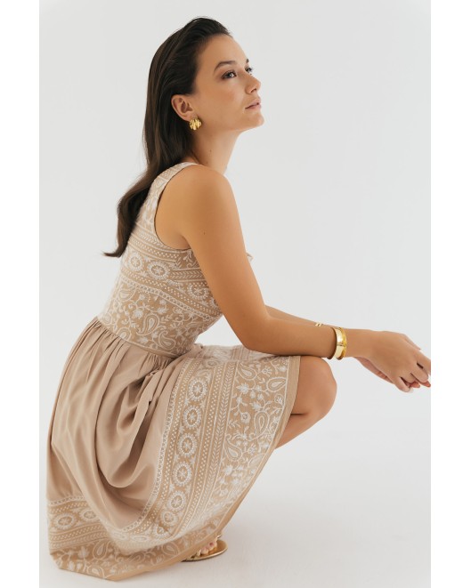 Φόρεμα λινάρι κλος με κέντημα