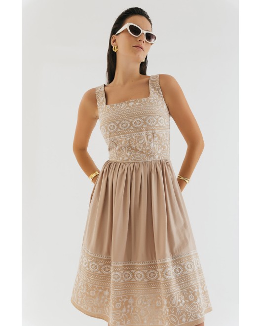 Φόρεμα λινάρι κλος με κέντημα