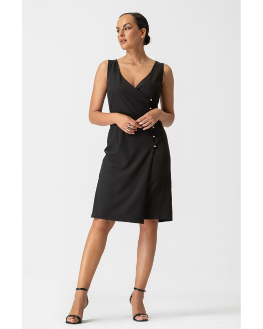 Φόρεμα αμάνικο κρεπ κουμπιά ΙΣΙΑ ΓΡΑΜΜΗ