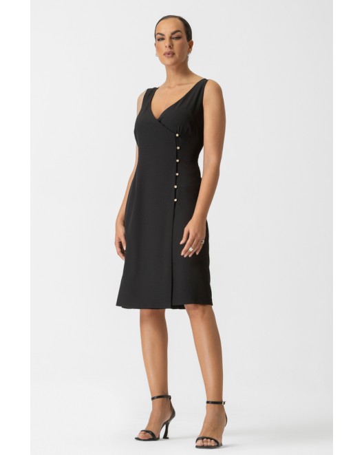 Φόρεμα αμάνικο κρεπ κουμπιά ΙΣΙΑ ΓΡΑΜΜΗ