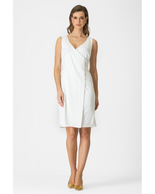 Φόρεμα αμάνικο κρεπ κουμπιά ΙΣΙΑ ΓΡΑΜΜΗ