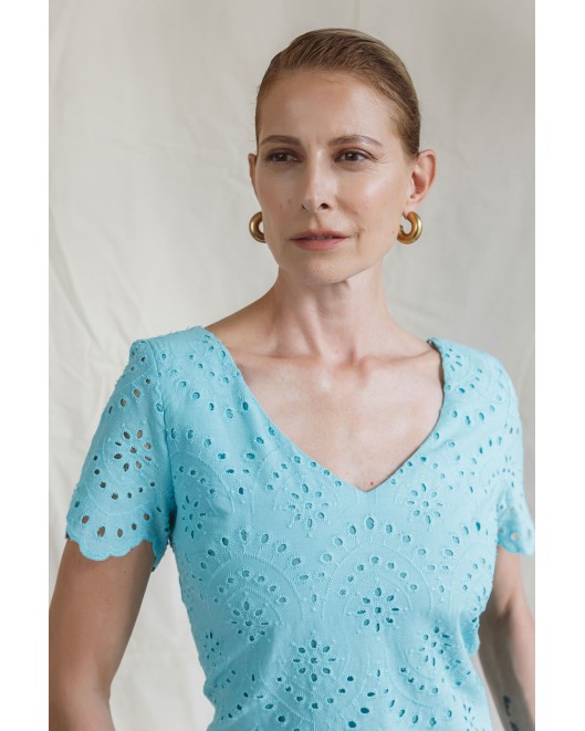 Φόρεμα Broderie κοντομάνικο Mil ΦΟΡΕΜΑΤΑ