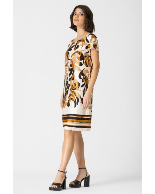 Φόρεμα εμπριμέ σατέν βισκόζ Foxy ΦΟΡΕΜΑΤΑ