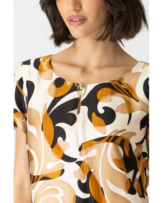 Φόρεμα εμπριμέ σατέν βισκόζ Foxy ΦΟΡΕΜΑΤΑ