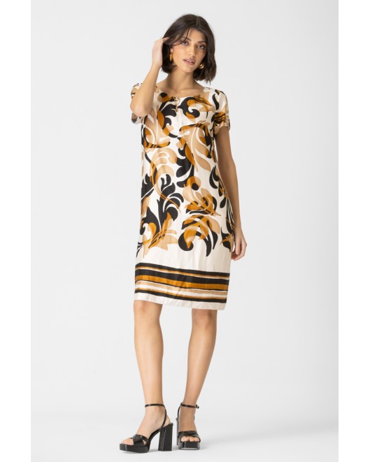 Φόρεμα εμπριμέ σατέν βισκόζ Foxy ΦΟΡΕΜΑΤΑ