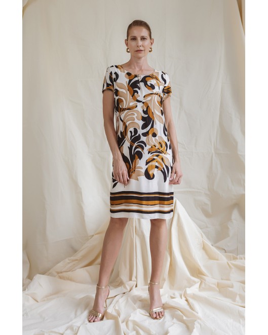 Φόρεμα εμπριμέ σατέν βισκόζ Foxy ΦΟΡΕΜΑΤΑ