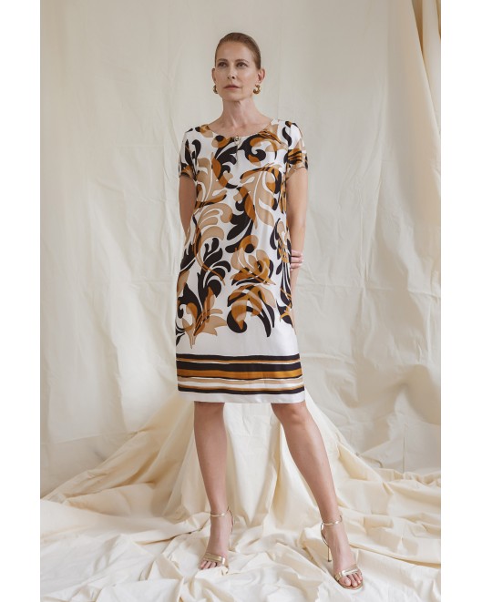 Φόρεμα εμπριμέ σατέν βισκόζ Foxy ΦΟΡΕΜΑΤΑ