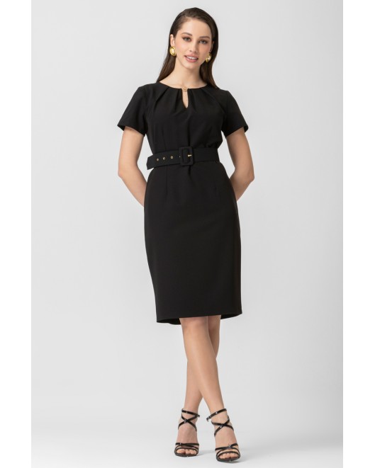Φόρεμα κρεπ πίετες ζώνη ΙΣΙΑ ΓΡΑΜΜΗ