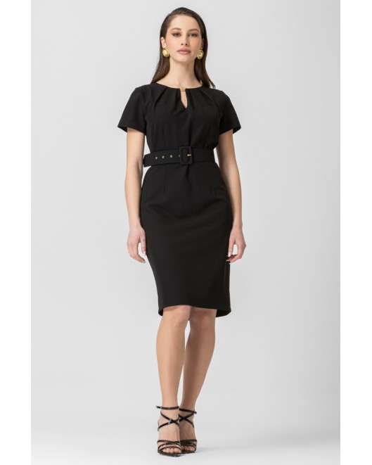 Φόρεμα κρεπ πίετες ζώνη ΙΣΙΑ ΓΡΑΜΜΗ