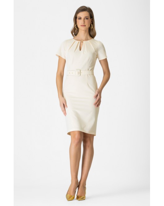 Φόρεμα κρεπ πίετες ζώνη ΙΣΙΑ ΓΡΑΜΜΗ