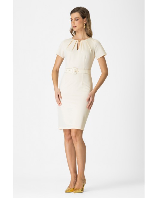 Φόρεμα κρεπ πίετες ζώνη ΙΣΙΑ ΓΡΑΜΜΗ
