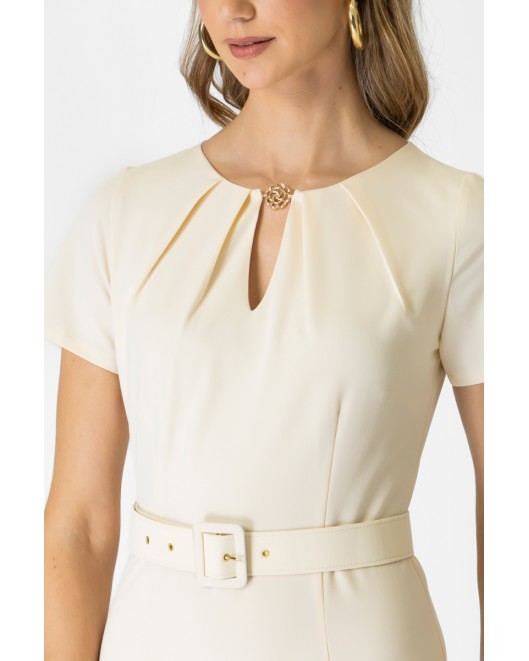 Φόρεμα κρεπ πίετες ζώνη ΙΣΙΑ ΓΡΑΜΜΗ