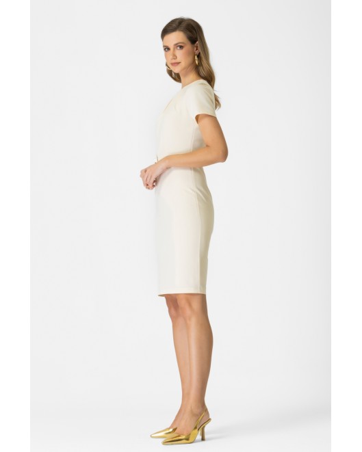 Φόρεμα κρεπ πίετες ζώνη ΙΣΙΑ ΓΡΑΜΜΗ