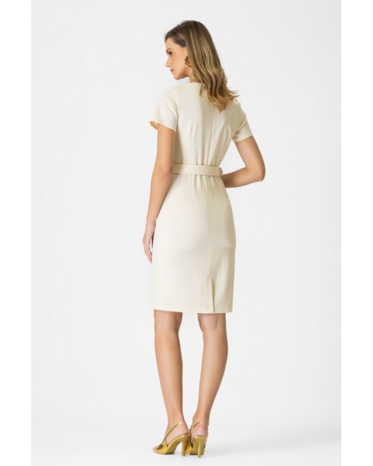 Φόρεμα κρεπ πίετες ζώνη ΙΣΙΑ ΓΡΑΜΜΗ