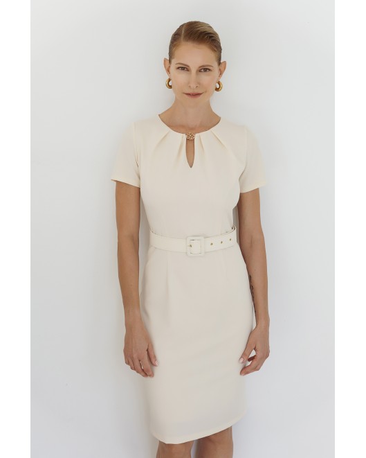 Φόρεμα κρεπ πίετες ζώνη ΙΣΙΑ ΓΡΑΜΜΗ