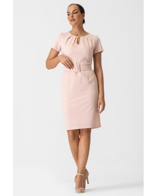 Φόρεμα κρεπ πίετες ζώνη ΙΣΙΑ ΓΡΑΜΜΗ