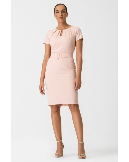 Φόρεμα κρεπ πίετες ζώνη ΙΣΙΑ ΓΡΑΜΜΗ