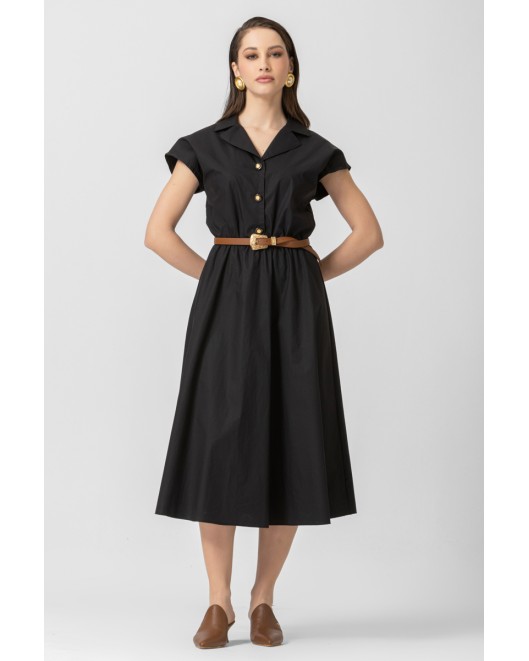Φόρεμα ποπλίνα λάστιχο με ζώνη ΚΛΟΣ