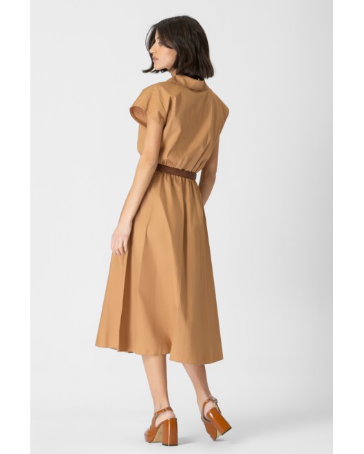 Φόρεμα ποπλίνα λάστιχο με ζώνη ΚΛΟΣ