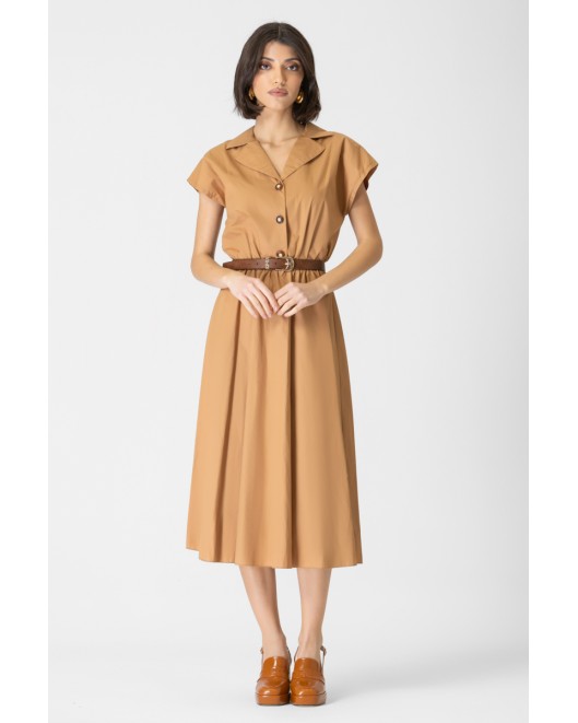 Φόρεμα ποπλίνα λάστιχο με ζώνη ΚΛΟΣ