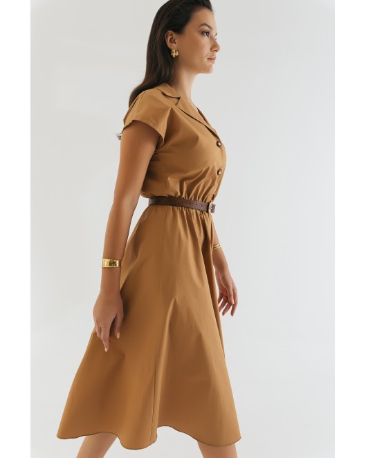 Φόρεμα ποπλίνα λάστιχο με ζώνη ΚΛΟΣ