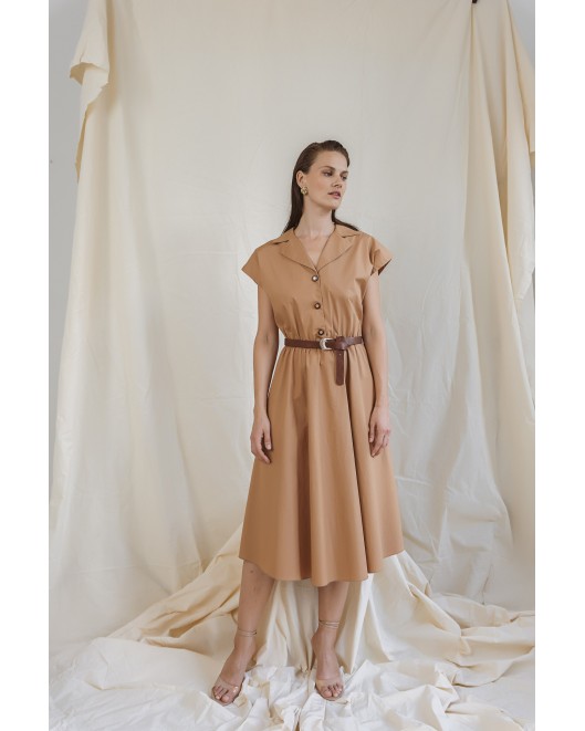 Φόρεμα ποπλίνα λάστιχο με ζώνη ΚΛΟΣ