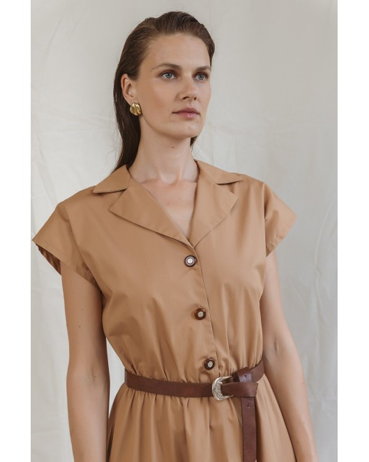 Φόρεμα ποπλίνα λάστιχο με ζώνη ΚΛΟΣ