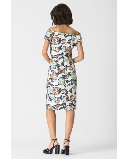 Φόρεμα εμπριμέ καμπαρντίνα Riviera ΙΣΙΑ ΓΡΑΜΜΗ