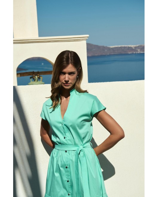 Popline cotton dress Happy with belt KLOS