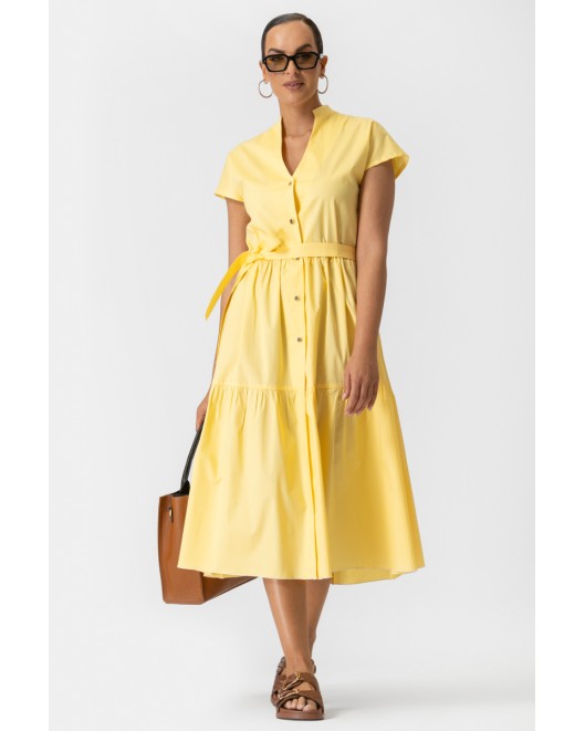 Popline cotton dress Happy with belt KLOS