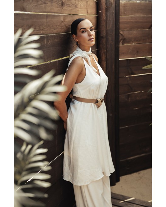 Φόρεμα αμάνικο λινής όψης Frida ΑΝΕΤΗ ΓΡΑΜΜΗ