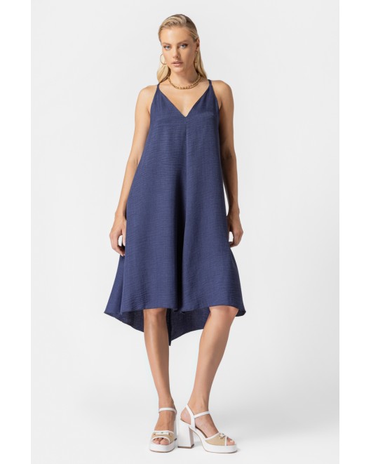 Φόρεμα αμάνικο λινής όψης Frida ΑΝΕΤΗ ΓΡΑΜΜΗ