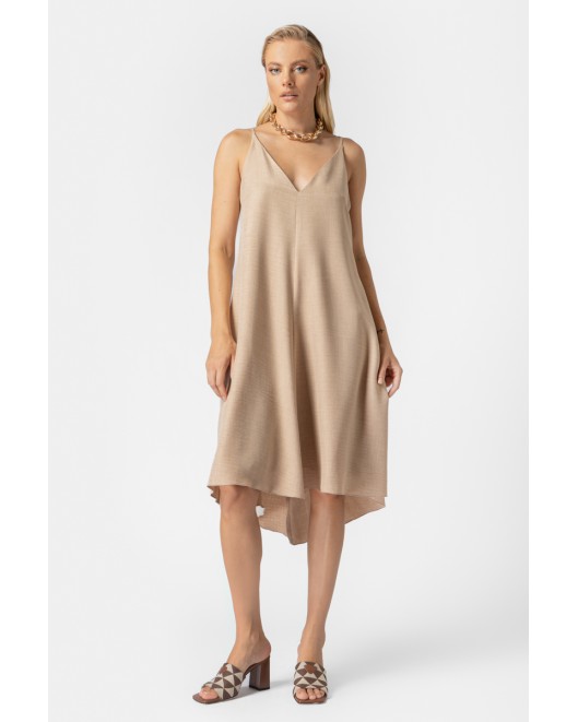 Φόρεμα αμάνικο λινής όψης Frida ΑΝΕΤΗ ΓΡΑΜΜΗ