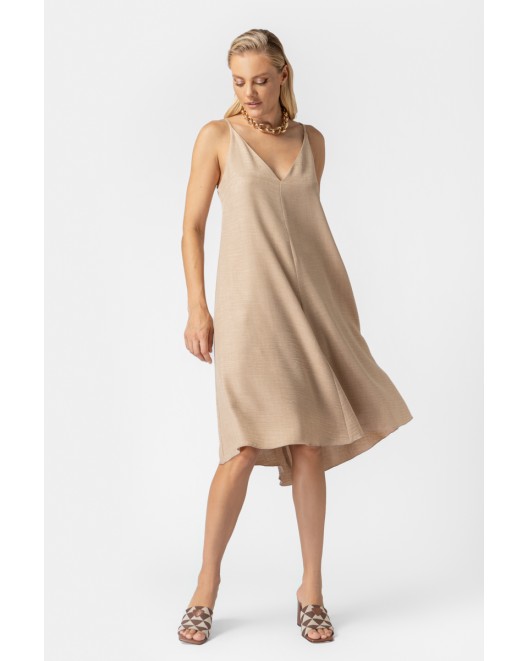 Φόρεμα αμάνικο λινής όψης Frida ΑΝΕΤΗ ΓΡΑΜΜΗ
