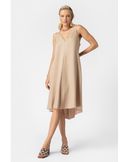 Φόρεμα αμάνικο λινής όψης Frida ΑΝΕΤΗ ΓΡΑΜΜΗ