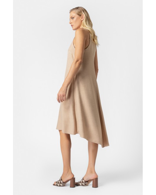 Φόρεμα αμάνικο λινής όψης Frida ΑΝΕΤΗ ΓΡΑΜΜΗ