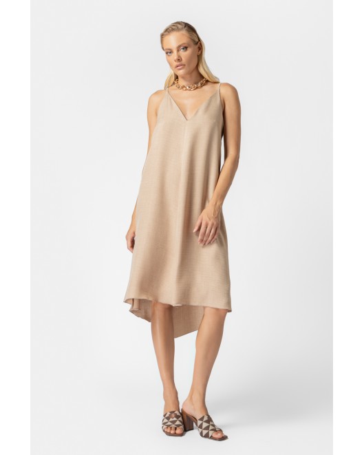Φόρεμα αμάνικο λινής όψης Frida ΑΝΕΤΗ ΓΡΑΜΜΗ