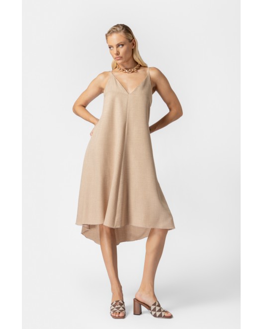 Φόρεμα αμάνικο λινής όψης Frida ΑΝΕΤΗ ΓΡΑΜΜΗ