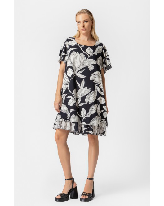 Φόρεμα εμπριμέ βισκόζ βολάν Dorian